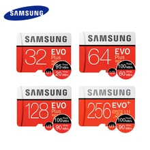 SAMSUNG Micro SD карты памяти EVO+ 128 Гб 64 Гб оперативной памяти, 32 Гб встроенной памяти, 95 МБ/с. 100 МБ/с. C10 SDHC/SDXC U1 U3 TF Card 64 г 32 г карты