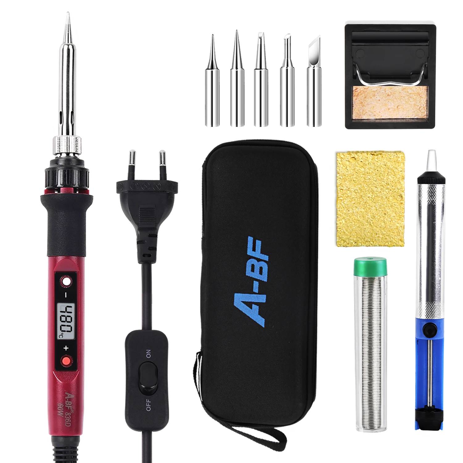 Soldering Iron Kit Set 60W Digital LCD Switch A-BF 836D Welding Iron Temperature Adjustable Electric Tools Soldering Tips electric soldering iron kit Welding Equipment