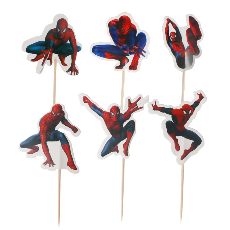Spider-man принадлежности для тематической вечеринки, Мультяшные украшения для первого дня рождения, детские одноразовые столовые приборы для мальчиков, салфетки, тарелки, топпер для торта