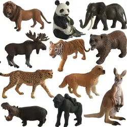41 стиль, модель диких животных, зоопарк, панда, Лев, тигр, леопард, Зебра, фигурки животных, развивающая игрушка для детей, подарок