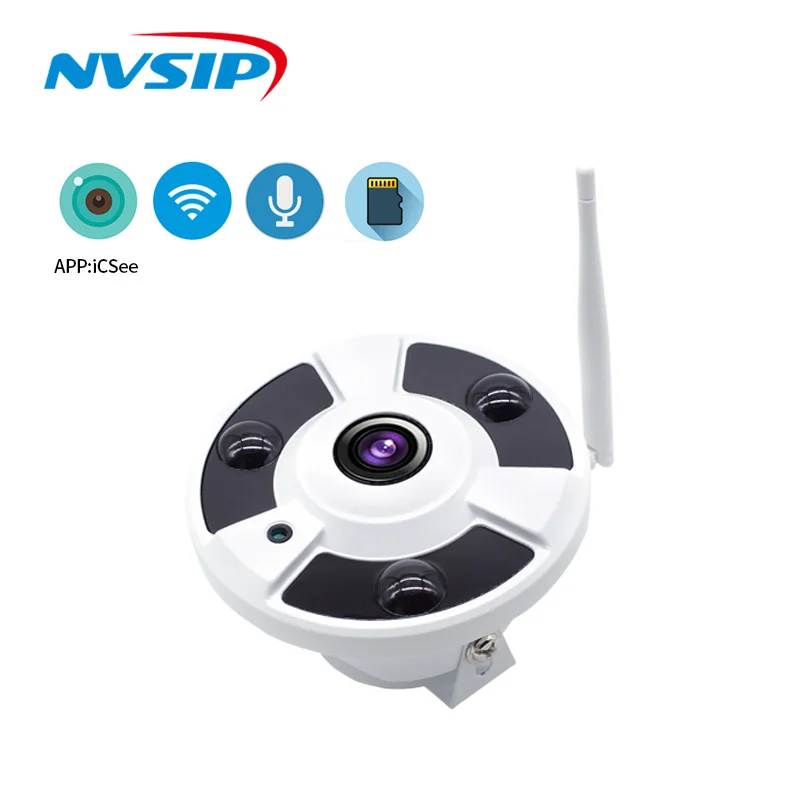 IP камера WiFi рыбий глаз 180 панорамная ONVIF P2P Обнаружение движения оповещения купол