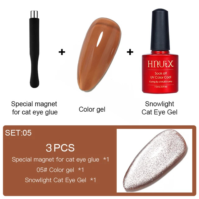 HNUIX 7.3ml 3D UV Clear Gel Dip Nail Art Gel Varnish Manicure Universal Wide New Color Phototherapy Cat Eye Gel Nail Polish SET05