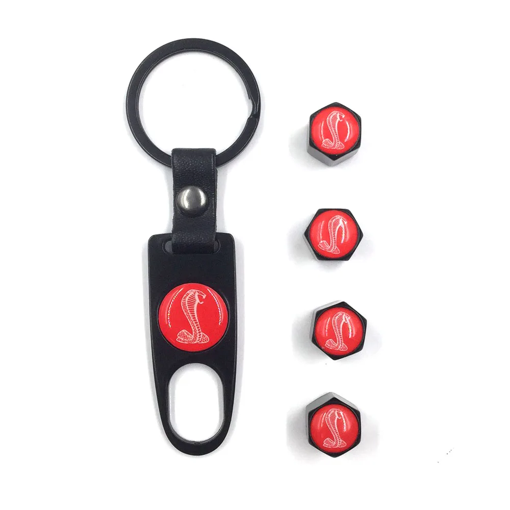 Gzhengtong Universal 4Pcs Black Car Wheel Tyre Tire Stem Air Valve Caps Key Chain Set Cobra Logo