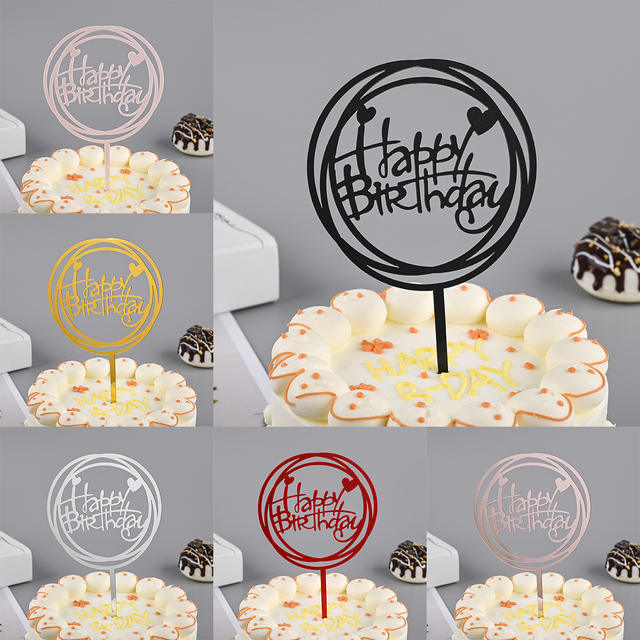 Happy Birthday Mirror Cake Toppers