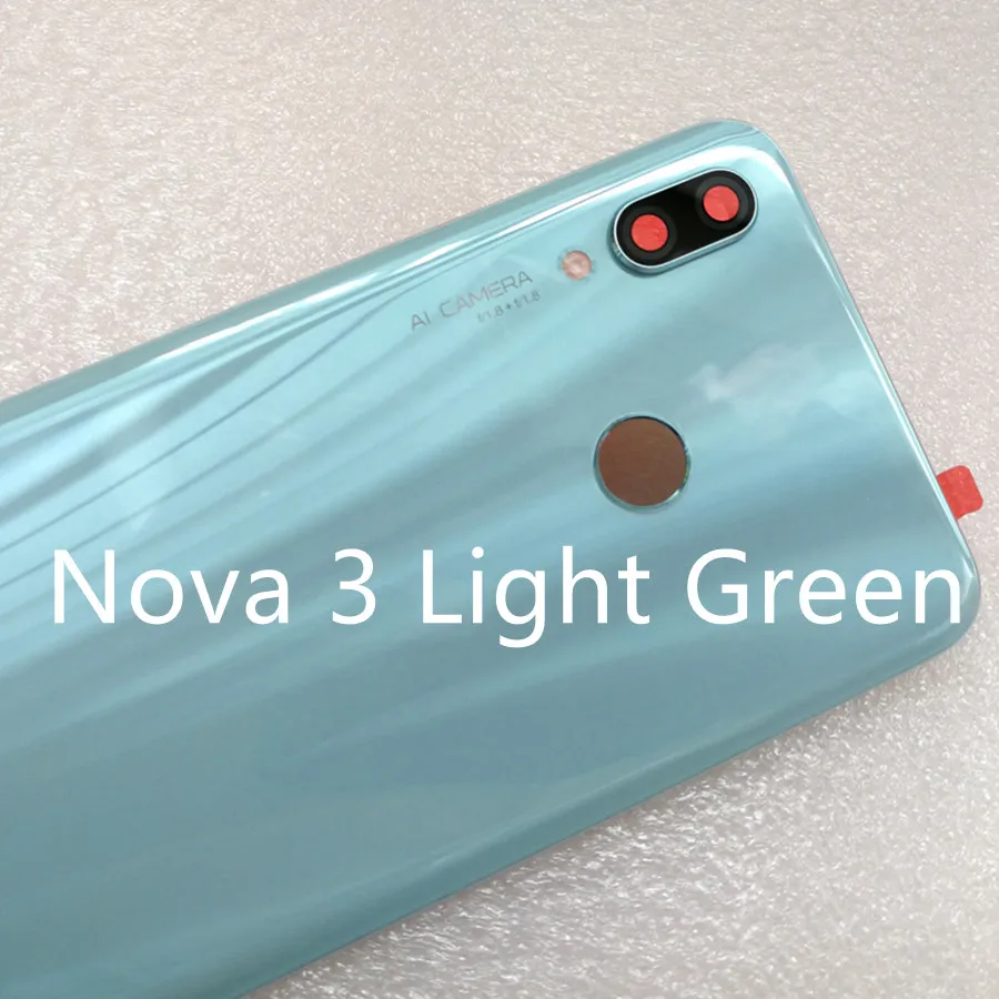 Для huawei Nova 3 крышка батареи Задняя стеклянная задняя дверь корпус чехол для huawei Nova 3i крышка батареи с объективом камеры Замена - Цвет: Nova 3 Light Green