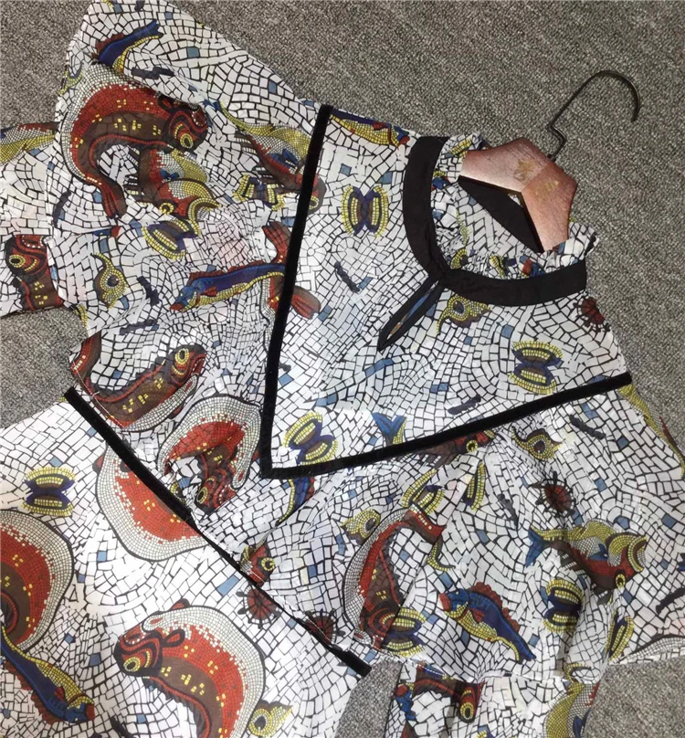 Truevoker весенние дизайнерские Vestidos Женские винтажные Длинные рукава с принтом рыбы и оборками праздничное платье Femme Ete Ретро Vestidos
