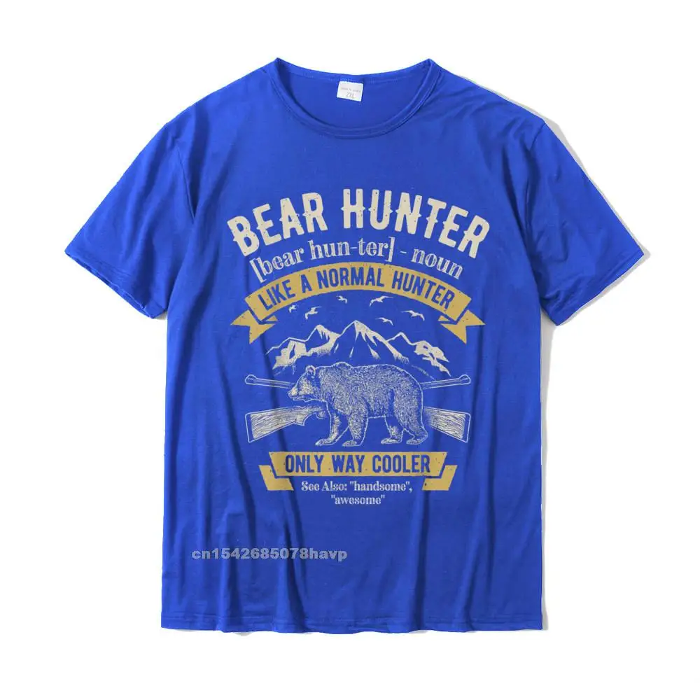 Cool Short Sleeve Tops & Tees Father Day Crewneck 100% Cotton Men's T Shirts Normal Cool Tops Shirts 2021 Popular Bear Hunter T shirt Vintage Hunting Funny Hunters Definition T-Shirt__2922. blue