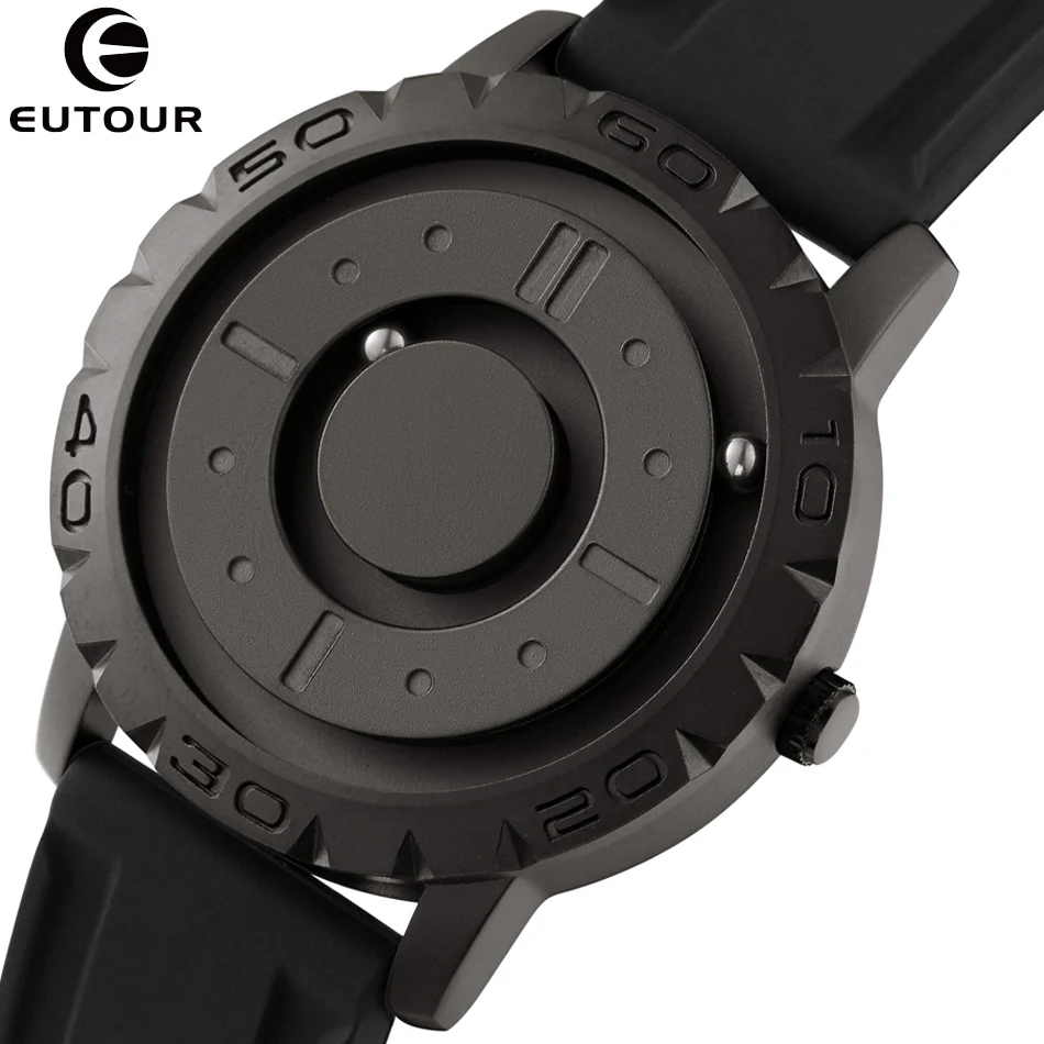 MAGNETO Jupiter Black Bracelet Magnétique En Cuir Noir Montre