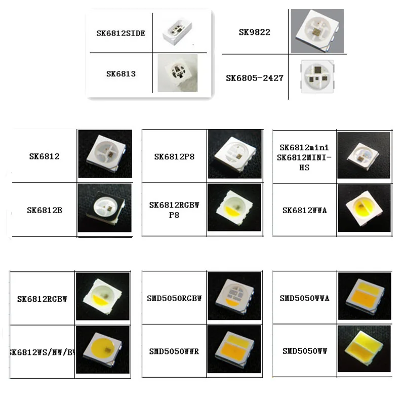 Встроенный ИК светодиодный чипы WS2812B SK6813 SK9822 SK6812 RGBW WWA SK6812P8 SK6805 2427 SK6812-4020 сбоку