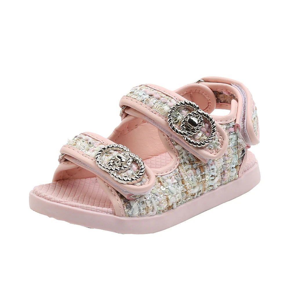 Girls Sandals Summer New Fashion Princess Shoes Soft Sole Medium Big Kids Casual Open Toe Flat Beach Shoes Toddlers 2021 bata children's sandals