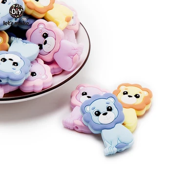 

Let's Make 5pc Baby Silicone Teether Beads Cartoon Lion Teething Toys Baby Diy Accessories Shower Gifts Baby Teether