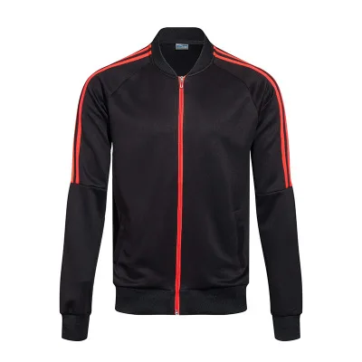 black red Спортивная куртка, Мужская теплая одежда с застежкой-молнией на шнуровке куртка костюм для игры в футбол носки месторождения на осень-зиму Джерси - Цвет: black red