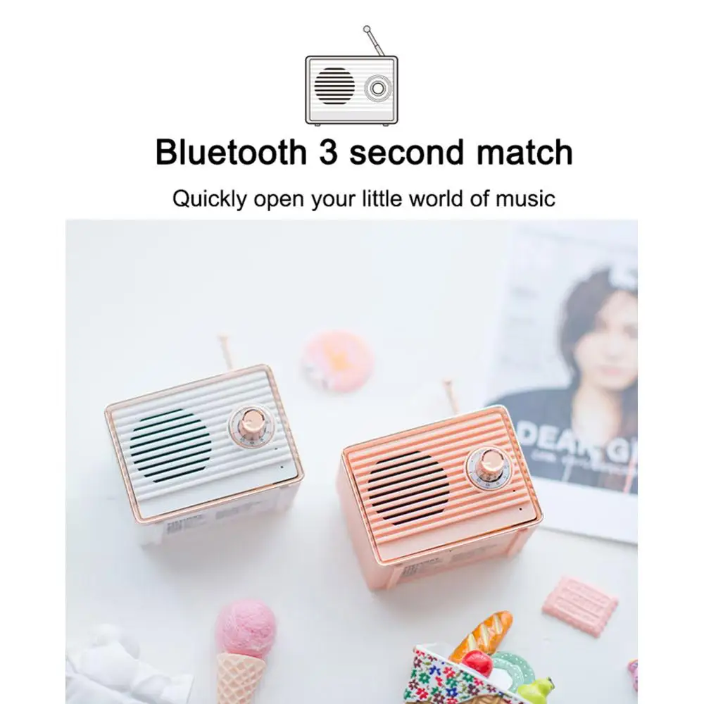 Ретро мини беспроводной Bluetooth динамик Винтаж Мини милый радио форма памяти динамик s Ностальгический тяжелый бас 3D стерео объемный