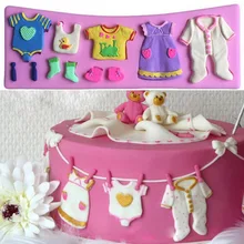 1 PC Pop 3D Baby Clothes Shower Silicone Mould Fondant Kitchen Cake Mold for Chocolate Baking Tool