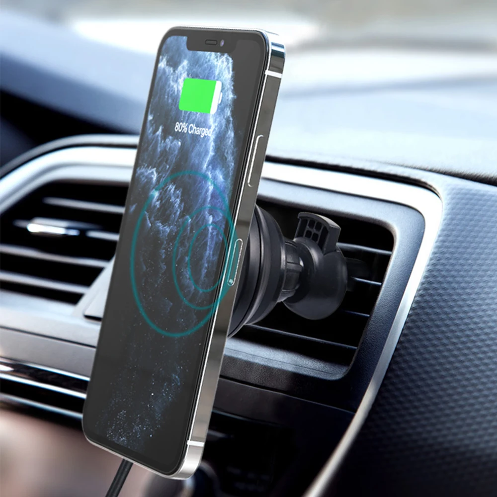 15W Magnetic Wireless Car Charger Mount Stand For iPhone12 Pro Max Mini Magsafing Fast Charging Wireless Chargers Phone Holder