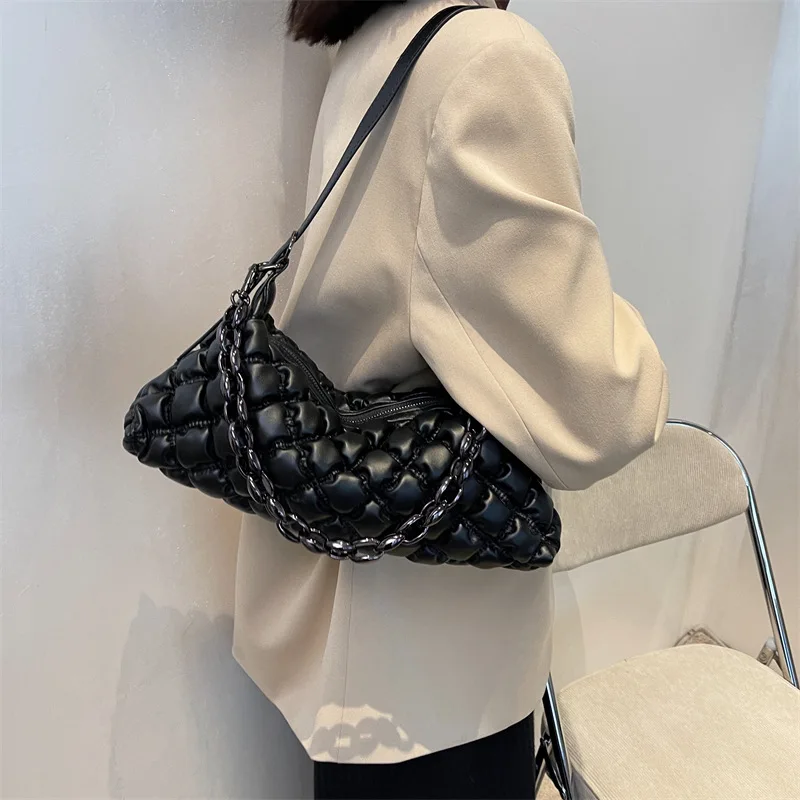 Luxury Fashion Fold Chain Axillary Bags Small Pu Leather Women Shoulder  Crossbody Bag Winter Brand Ladies Handbags And Purses - Shoulder Bags -  AliExpress