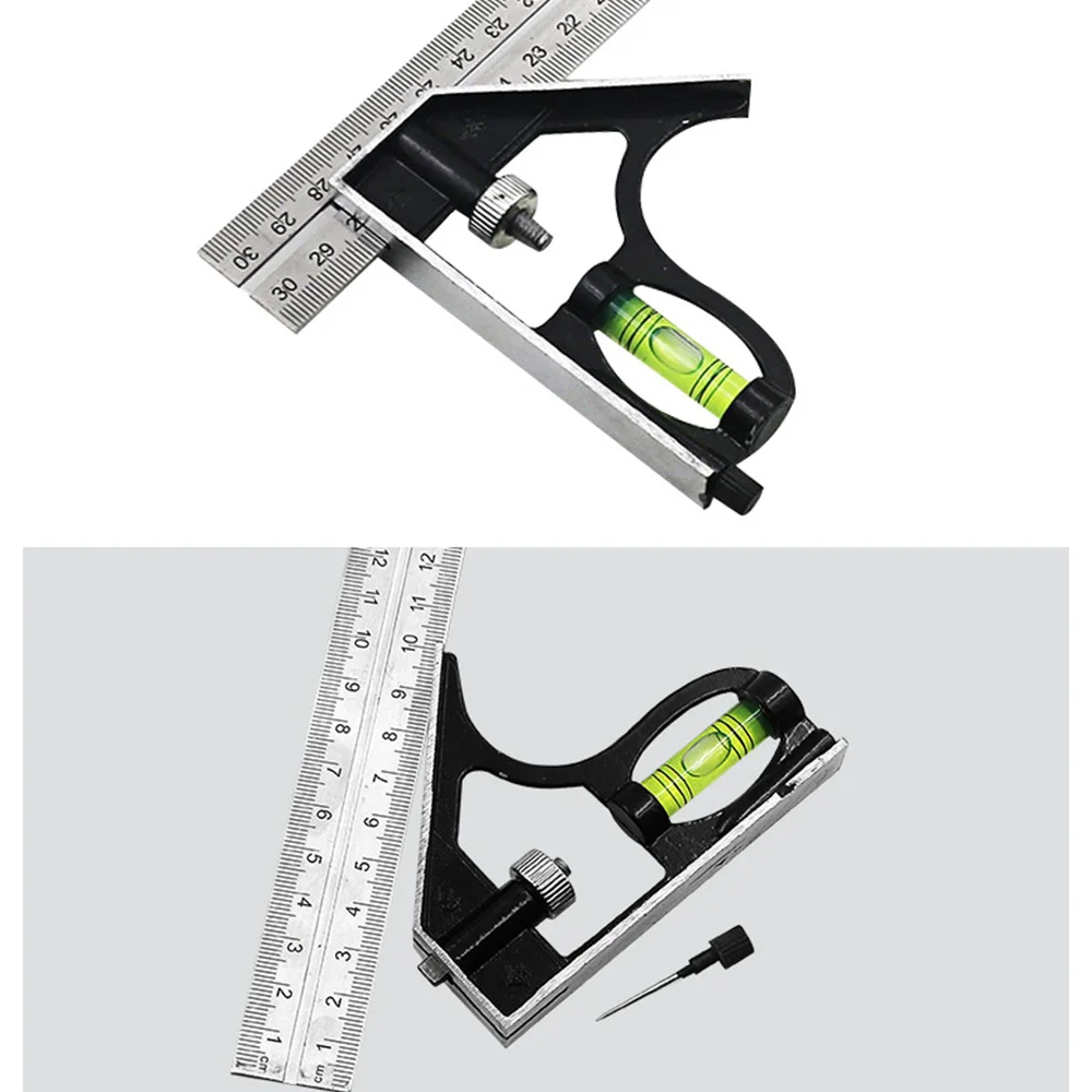 300 мм Нержавеющая Сталь Многофункциональная комбинация квадратная горизонтальная активность квадратная 45 градусов правый угол Поворотная линейка Новинка