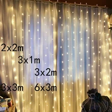 2x2/3x1/3x2/3x3 м светодиодная сосулька, светодиодная занавеска, сказочный светильник, Рождественский светильник, сказочный светильник, гирлянда для сада, вечерние занавески, Декор