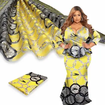 

New african Organza matching silk wax print fabric ankara printed fashion wedding dress party for women S200110