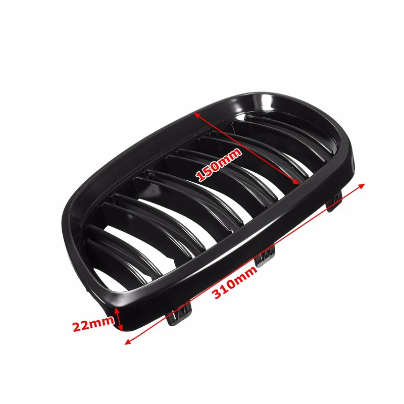 Pair-Gloss-Black-Car-Dual-Line-Front-Grille-Grills-For-BMW-E92-E93-3-Series-M3