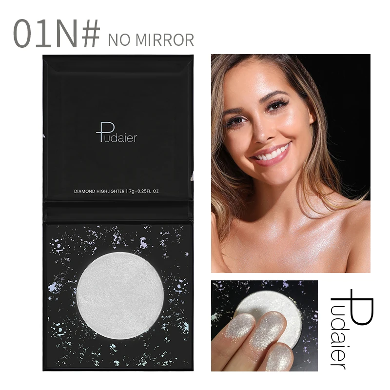01 No Mirror Pudaier ромбовидный Хайлайтер для лица косметическое средство с эффектом сияния макияж стойкий водонепроницаемый румяна порошок для палитра подчеркивания лица - Цвет: 01 No Mirror