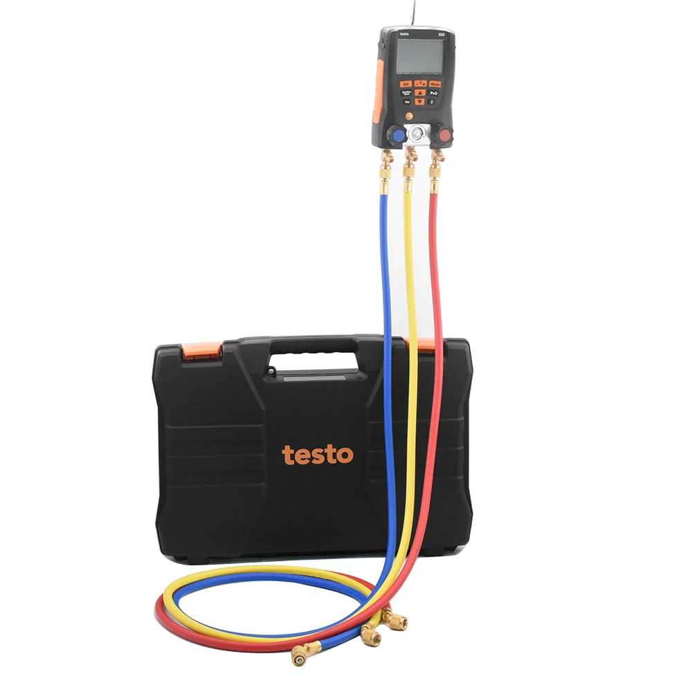 NEW Testo 550 Digital Manifold Gauge with 2pcs Clamp,2 Valves,System for HVAC 0563 1550 Built-in 60 common refrigerants