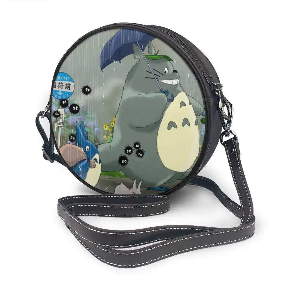 Totoro сумка через плечо из натуральной кожи с забавными лесными духами сумка-шоппер для подростков женские сумки с принтом с несколькими карманами через плечо трендовая круглая сумка