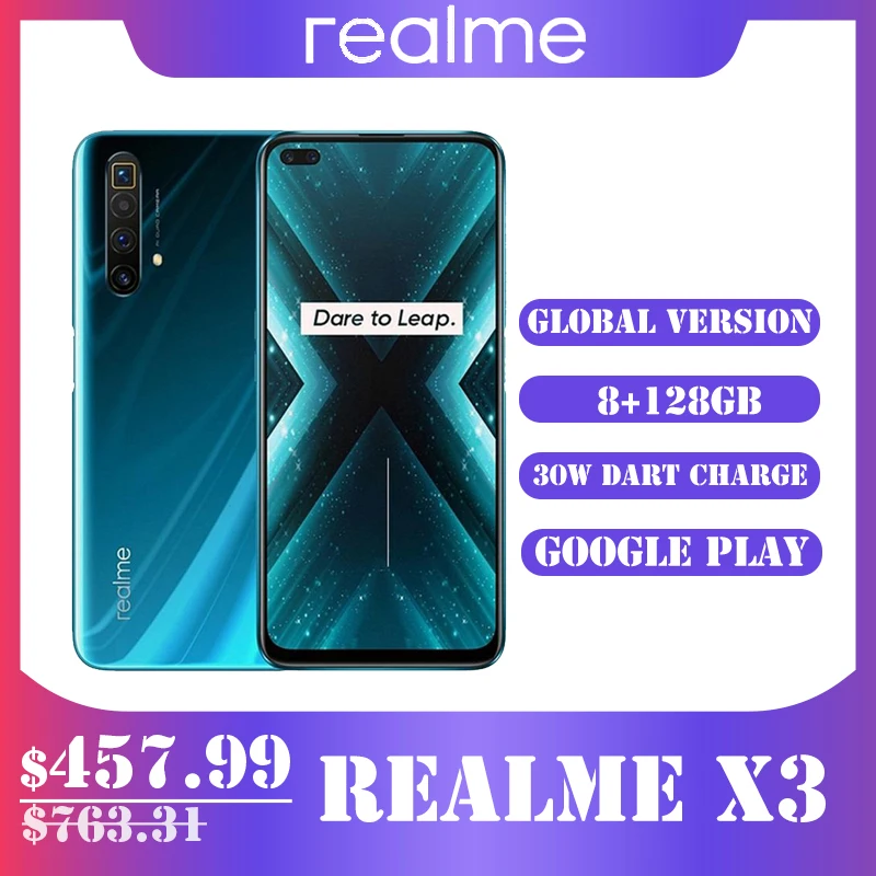 

Realme X3 Global Version 8GB 128GB 6.6'' Ultra 120Hz Screen 64MP Quad Camera NFC Snapdragon 855 Plus Mobile SmartPhone