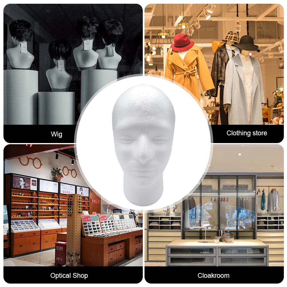 Male Female Mannequin Head Model Practical Flocking Foam Head Mold Wigs Glasses Hat Scarf Display Holder for Cloakroom Layout