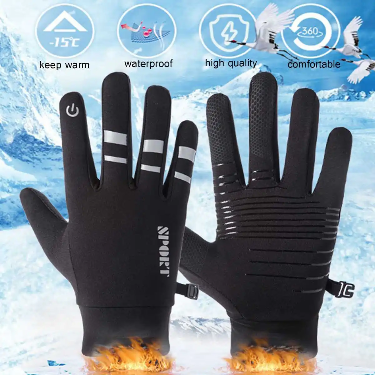 Водонепроницаемые ветрозащитные мужские мотоциклетные перчатки зимние теплые Guantes полный палец Открытый мотоцикл защитные перчатки для сенсорного экрана
