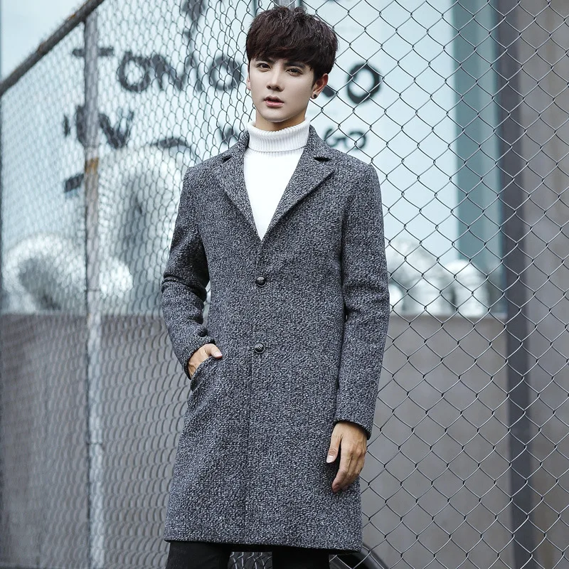 Хороший зимний мужской Тренч VogueWool, модное деловое длинное пальто для мужчин, утолщенное тонкое пальто, куртка мужская брендовая одежда M-5XL