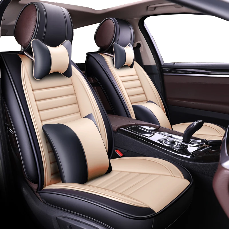 Beige luxury Чехлы для автокресел из искусственной кожи с полным покрытием для hyundai solaris sonata sorento terracan tucson verna - Название цвета: Beige luxury