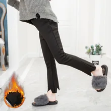 Цельнокроеные бархатные леггинсы для больших мальчиков осенне-зимняя облегающая эластичная верхняя одежда для девочек теплые узкие джинсы с начесом