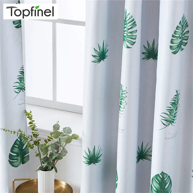 Topfinel Tropical Leaves Blackout Curtains For Living Room Bedroom Kitchen Kid Room Printed Polyester Window Treatment Drapes De