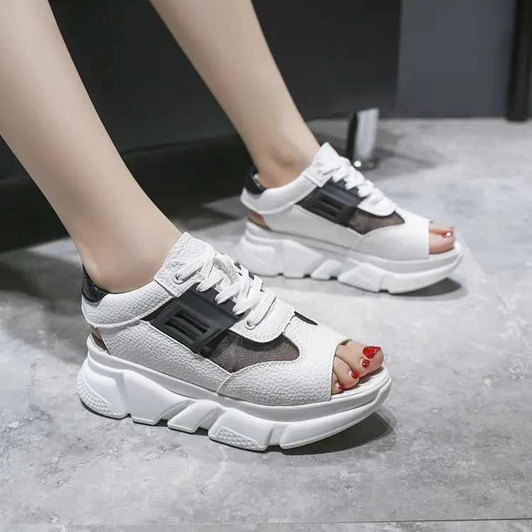 

Flat sandals female summer 2019 new Korean version of the wild student muffin thick bottom casual breathable fish mouth sandals