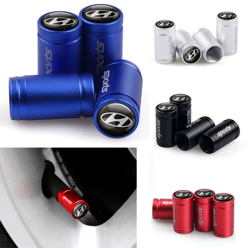 

Car Styling 4Pcs Sport Wheel Stem Covers Tire Valve Caps For Solaris ix35 i20 i30 i40 Tucson CRETA Santa fe accessories