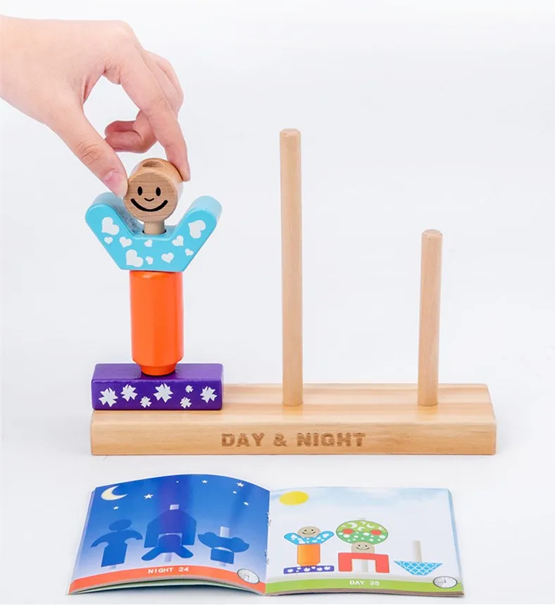 Day & Night Pillar Blocks Montessori Wooden Block Toys Parent-child Interaction Games Shape Building Block 4 Day & Night Pillar Blocks Montessori Wooden Block Toys Parent-child Interaction Games Shape Building Block 4