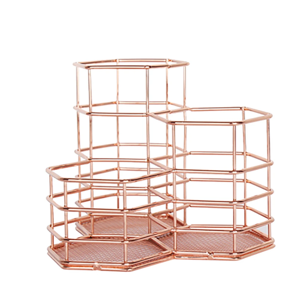 Creative Hexagon Wrought Makeup Brush Holder Desktop Organizer Eyebrow Pencil Stand Beauty Makeup Tool Kits Creative Hexagon Wrought Makeup Brush Holder Desktop Organizer Eyebrow Pencil Stand Beauty Makeup Tool Kits