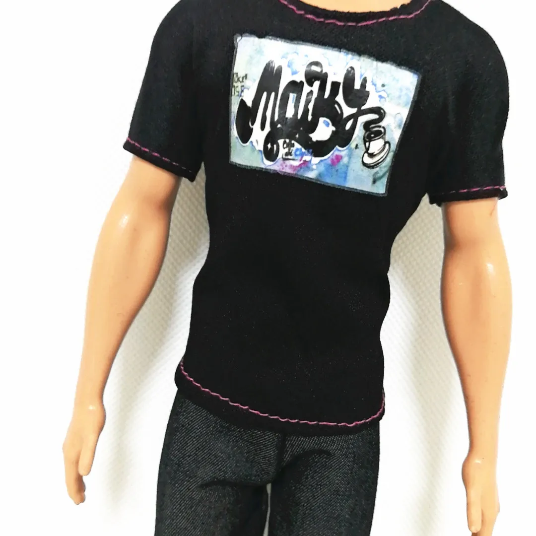 Кен мальчик друг черная футболка брюки набор forBarbie аксессуары для кукол игровой дом туалетный костюм детские игрушки подарок