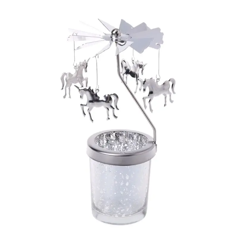 Silver Y Звездчатый Кап-вращающийся карусель поворотный Свечи Tealight металлическая стойка держатель - Цвет: Silver Y