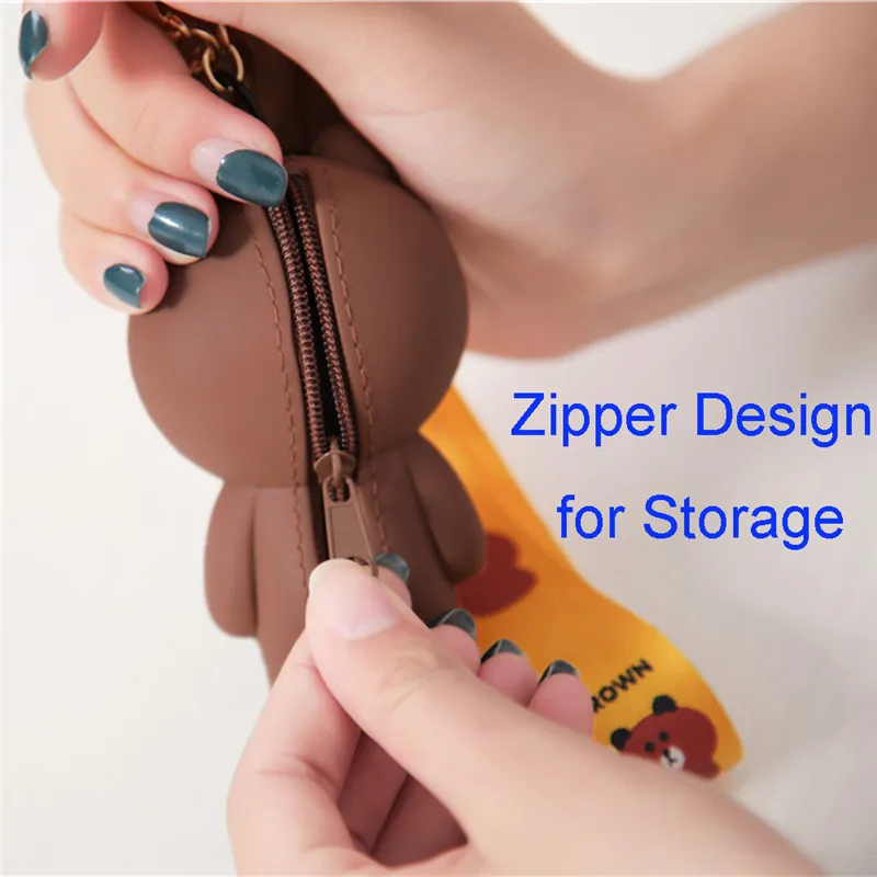 Korean 3D Silicone Cartoon Bear Container Box Earphone Bag Baby Kids Toys Storage Headphone Mini Coin Purse Cute Keychain Pouch