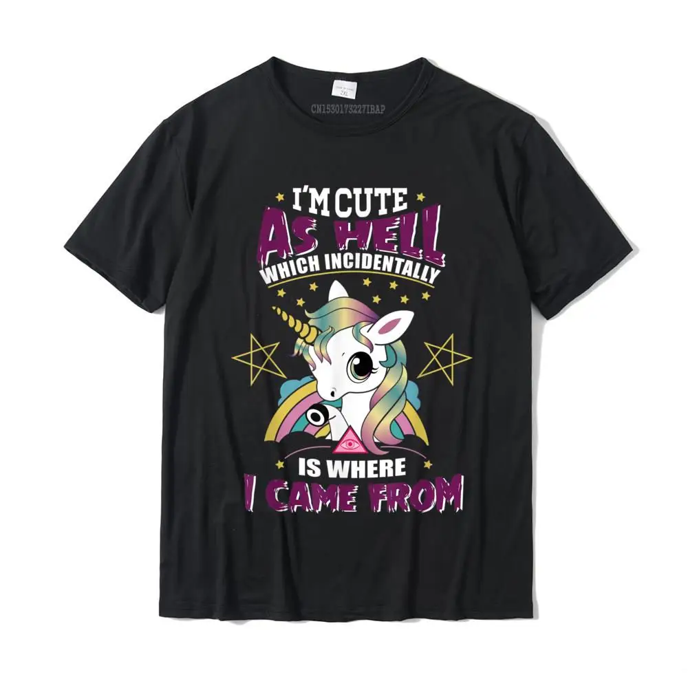 Printed On Tops Shirts Funky Round Collar Normal Short Sleeve 100% Cotton Mens T Shirts Design Tee-Shirts Top Quality I'm Cute As Hell T-Shirt Majestically Evil Unicorn Tee Gift__MZ22965 black