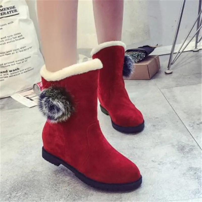 Red New soft, women's warm wool boots comfortable, women's wear-resistant walking shoes for women women snow boots off white shoes - Цвет: Red