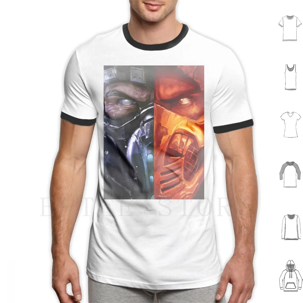 Scorpion Sub-Zero Mortal Kombat T Shirt Fai Da Te Big Size 100% Cotone Scorpion Mortal Kombat Scorpion Fatality Sub Zero Mortal