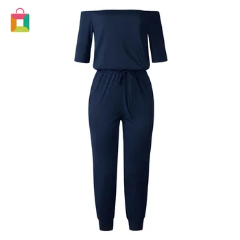 

Sexy Women Strapless Jumpsuit Solid Color Drawstring Short Sleeve Jumpsuits Glittery