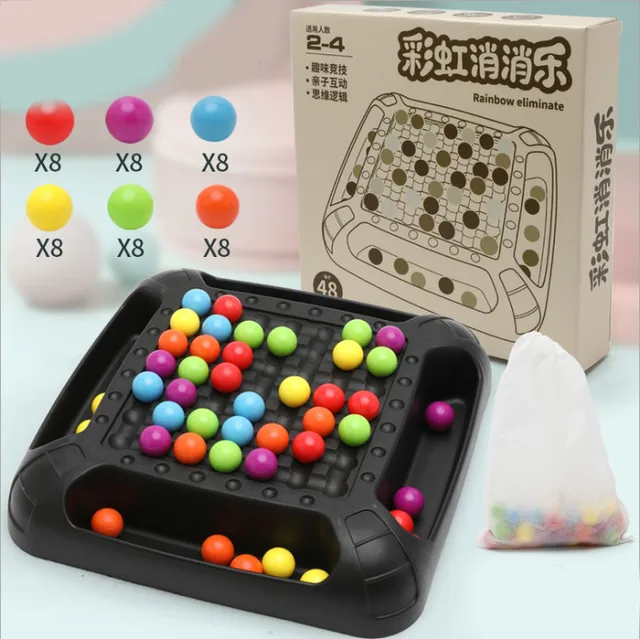Matching Beads Board Game Educational Montessori Toy Desktop Toy Parent Child Interaction Rainbow Chess Kids Toys Chritsmas Gift 4