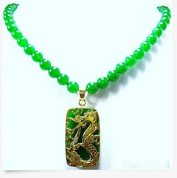 

Hot sale >>Green stone Bead Dragon Pendant Necklace