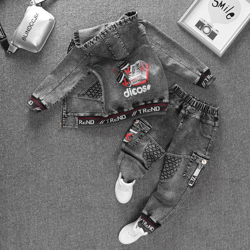 Spring & Autumn Cowboy Child Sets New 2022 Korean Version Clothes For Teens Kids Clothes Boys Two-Piece Denim Coat Casual Jacket - Image 6