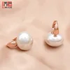 SJMADE 2022 tendance grande Simulation perle boucles d'oreilles pour femmes bijoux de mariage cadeau de noël mode or Rose Eardrop ► Photo 2/6