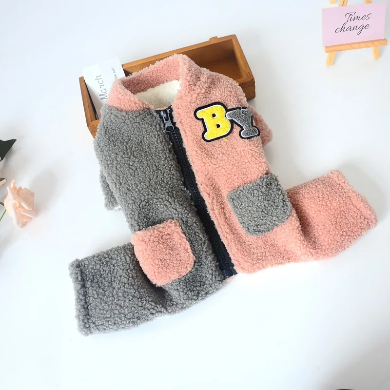 

Dog Clothes for Autumn and Winter Newest Dog Jumpsuits with Zipper Warm Jacket Pet Winter Conjoined Four-legged Dog Jumpsuit